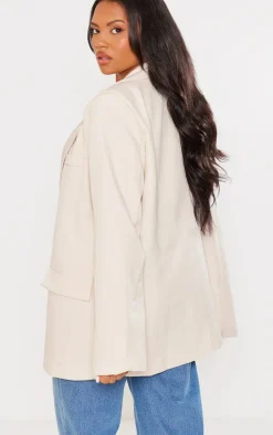 Plus Cream Oversized Structured Blazer