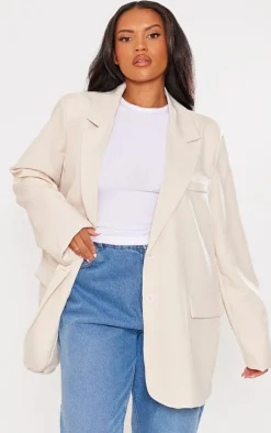 Plus Cream Oversized Structured Blazer