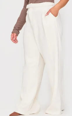 Plus Cream Pintuck Tailored Sweatpants