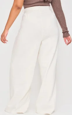 Plus Cream Pintuck Tailored Sweatpants