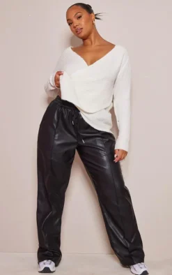 Plus Cream Soft Knit Wrap Sweater