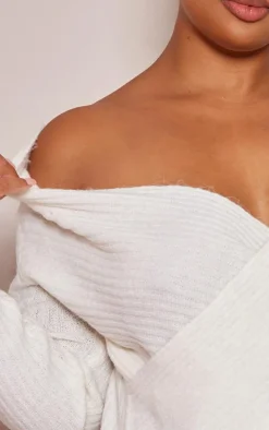 Plus Cream Soft Knit Wrap Sweater