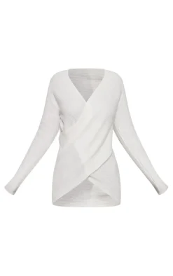 Plus Cream Soft Knit Wrap Sweater