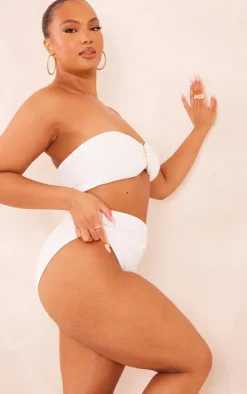 Plus Cream Starfish Trim Crinkle Bikini Bottoms