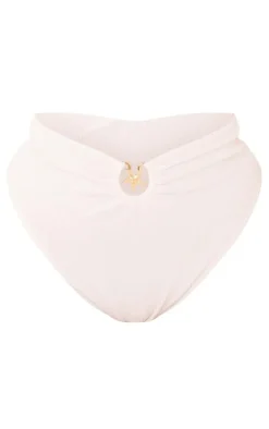 Plus Cream Starfish Trim Crinkle Bikini Bottoms