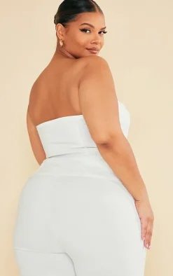 Plus Cream Stretch Woven Bandeau Top