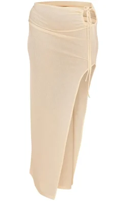 Plus Cream Textured Split Midaxi Skirt