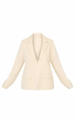 Plus Cream Woven Tailored Fit Blazer