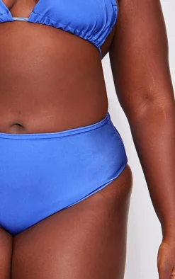 Plus Dark Blue Mix & Match High Waist Bikini Bottoms