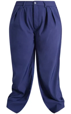 Plus Dark Indigo Denim Contrast Tailored Wide Leg Pants