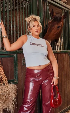 Plus Dark Red Faux Leather Pants