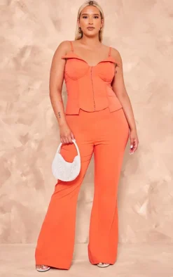 Plus Deep Orange Wide Leg Pants