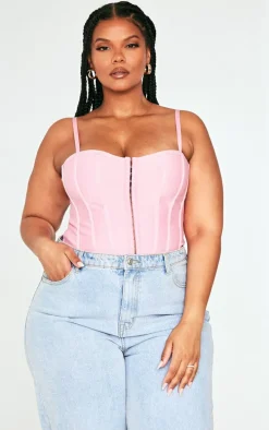 Plus Dusty Pink Bandage Hook And Eye Structured Corset