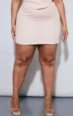 Plus Dusty Pink Broderie Anglaise Bodycon Skirt