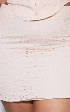 Plus Dusty Pink Broderie Anglaise Bodycon Skirt