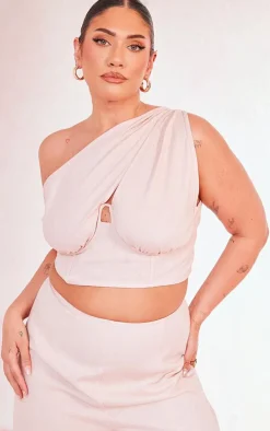 Plus Dusty Pink One Shoulder Corset Top