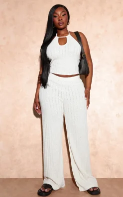 Plus Ecru Bandeau Crochet Longline Top