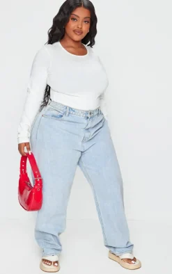 Plus Ecru Cotton Long Sleeve Bodysuit