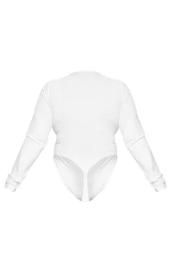 Plus Ecru Cotton Long Sleeve Bodysuit