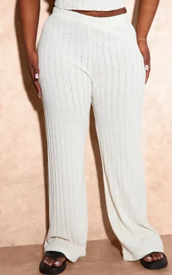 Plus Ecru Crochet Pocket Detail Cargo Pants