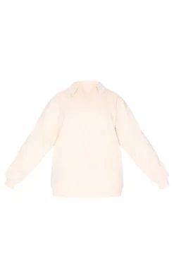 Plus Ecru Premium Collar Oversized Sweatshirt