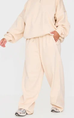 Plus Ecru Premium Thin Waistband Straight Leg Sweat Sweatpants