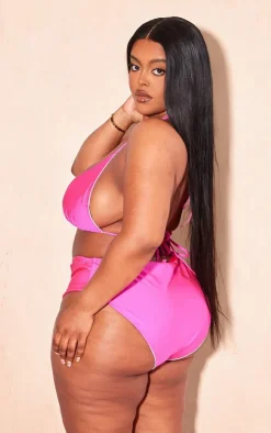 Plus Fuschia Mix & Match High Waist Bikini Bottoms
