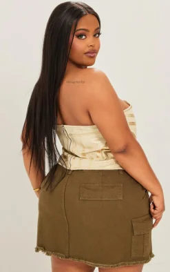 Plus Gold Washed Foil Denim Corset