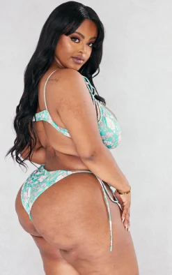 Plus Green Floral Underwire Bikini Top