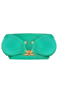 Plus Green Hammered Trim Bikini Top