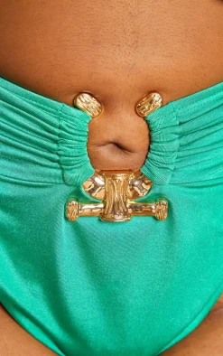 Plus Green Hammered Trim Bikini Bottoms