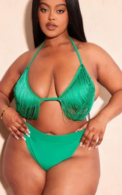 Plus Green High Leg Bikini Bottoms