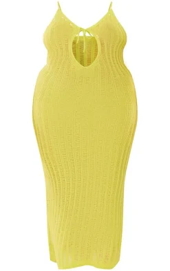 Plus Green Knitted Cut Out Maxi Dress