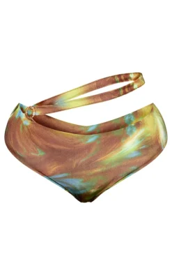 Plus Green Printed O Ring Detail Bikini Bottoms