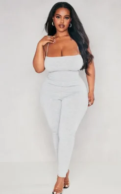 Plus Grey Basic Strappy Jumpsuit