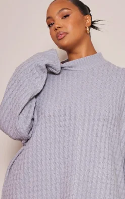 Plus Grey Cable Knitted Sweater Dress