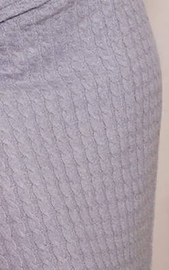 Plus Grey Cable Soft Knit Midi Skirt
