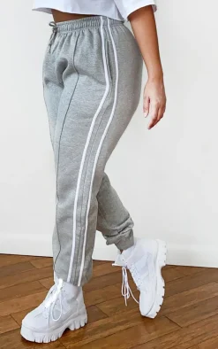 Plus Grey Double Side Stripe Sweatpants