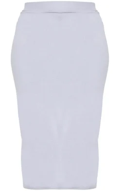 Plus Grey Knitted Slouchy Midi Skirt