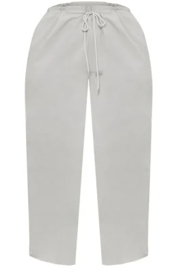 Plus Grey Linen Look Ruched Waist Pants