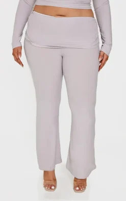Plus Grey Marl Contour Jersey Flared Pants
