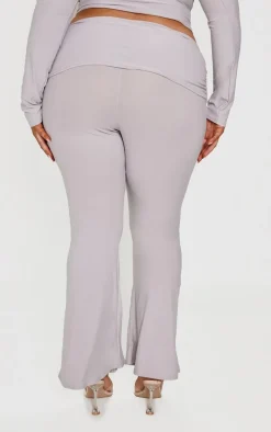 Plus Grey Marl Contour Jersey Flared Pants
