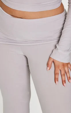 Plus Grey Marl Contour Jersey Flared Pants