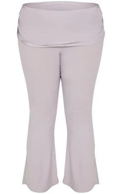 Plus Grey Marl Contour Jersey Flared Pants