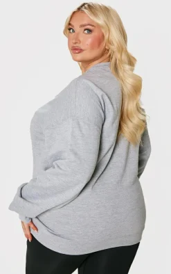 Plus Grey Marl Embroided 1984 Sweatshirt