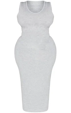 Plus Grey Marl Jersey Scoop Neck Midaxi Dress