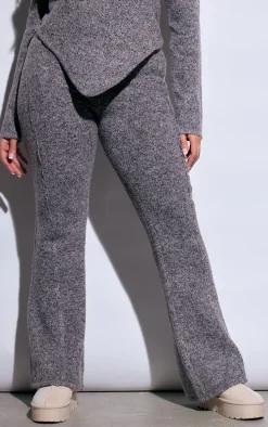 Plus Grey Marl Knit Wide Leg Pants
