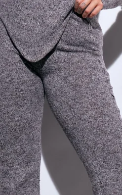 Plus Grey Marl Knit Wide Leg Pants