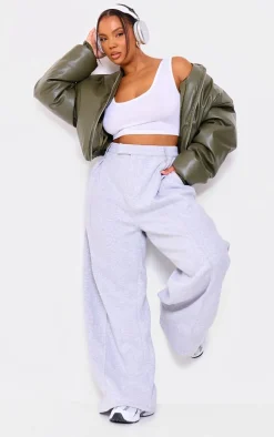 Plus Grey Marl Pintuck Tailored Sweatpants