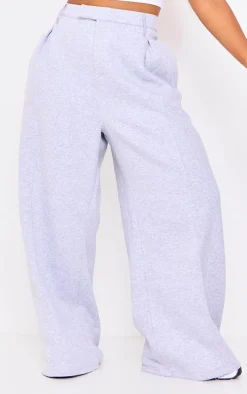 Plus Grey Marl Pintuck Tailored Sweatpants